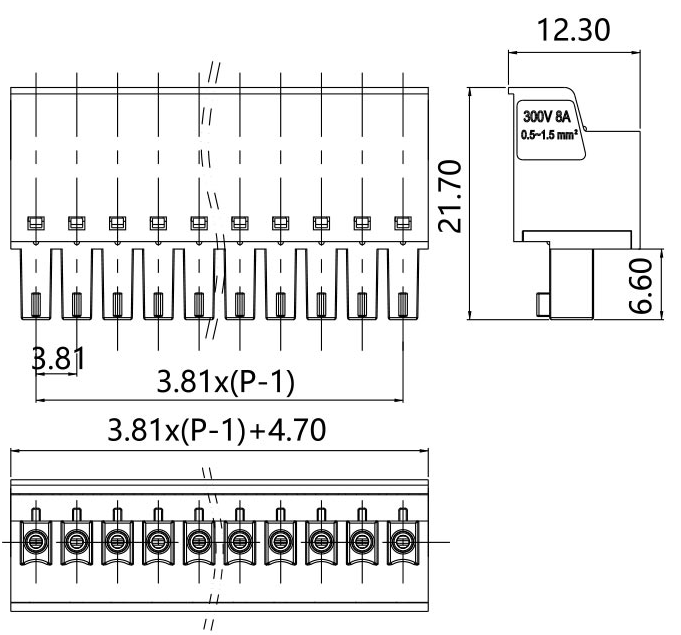 插拔式端子臺-插頭PG-381N(圖1)