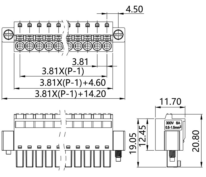 插拔式端子臺-插頭KPGF-381(圖1)