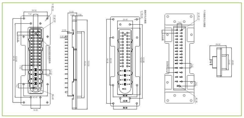 DTU矩形連接器一32芯(頭自短路)插座-焊接(圖1)