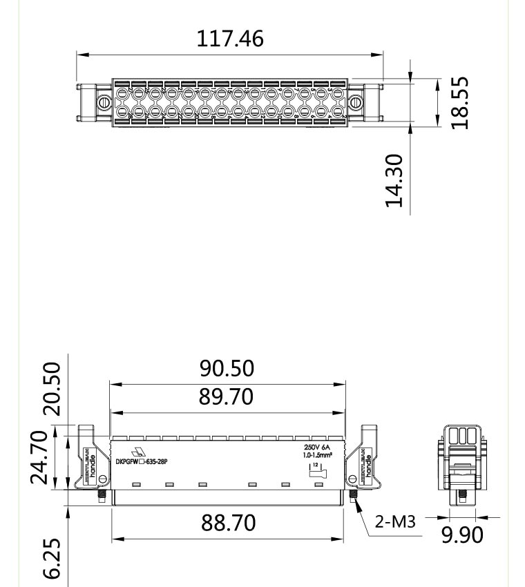 插拔式免螺絲接插件DKPGFW/H-635-28P(圖1)