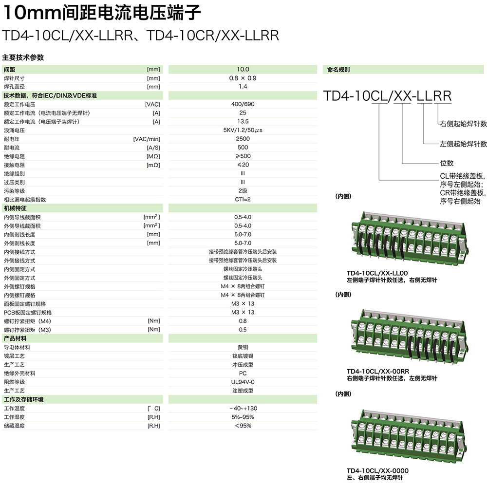 10mm間距電流電壓端子TD4-10CL/XX-LLRR(圖1)