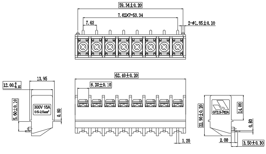 柵板式端子GT2.5-762A-8P(圖1)